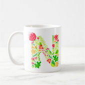 Buchstabe N in Blume Kaffeemaschine Tasse (Links)
