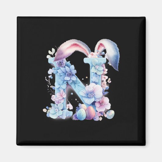 Buchstabe N mit Hasenohren, verziert mit weichen P Magnet (Vorne)