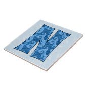 Buchstabe N - Mit Monogramm Blue Paisley Fliese (Seite)