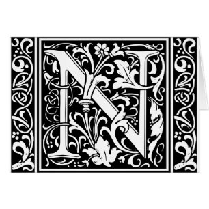 Buchstabe N Mittelalterliche Monogramm-Kunst Art N