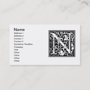 Buchstabe N Mittelalterliche Monogramm-Kunst Art N Visitenkarte