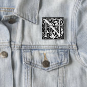 Buchstabe N Mittelalterliche Monogramm-Kunst Neue Button (Beispiel)