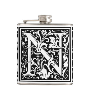 Buchstabe N Mittelalterliche Monogramm-Kunst Neue Flachmann