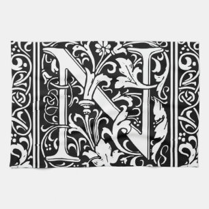 Buchstabe N Mittelalterliche Monogramm-Kunst Neue Handtuch