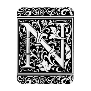 Buchstabe N Mittelalterliche Monogramm-Kunst Nouve Magnet