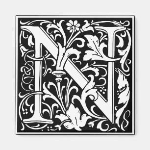 Buchstabe N Mittelalterliches Monogramm Vintage In Magnet