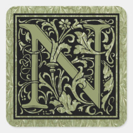 Buchstabe N Monogramm Quadratischer Aufkleber