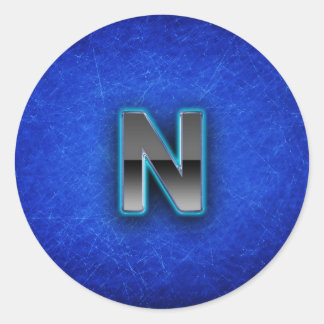 Buchstabe N - neunblaue Ausgabe Runder Aufkleber