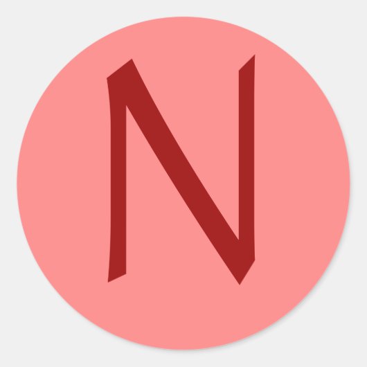 Buchstabe N Rose Wein Runder Aufkleber (Vorderseite)