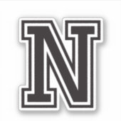 Buchstabe N Schriftart der sportiven Uni Aufkleber (Vorderseite)