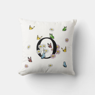 Buchstabe O Floraler Schmetterling Monogramm Anfan Kissen