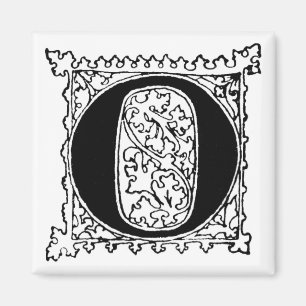 Buchstabe 'O' mit Blatt-Hintergrund-Magnet Magnet