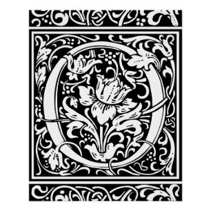 Buchstabe O Mittelalterliche Monogramm-Kunst im Ju Poster