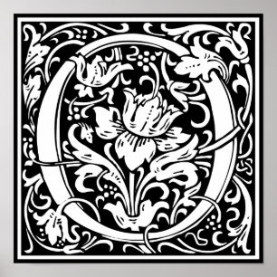 Buchstabe O Mittelalterliches Monogramm Vintage In Poster