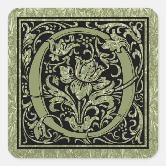 Buchstabe O Monogramm Quadratischer Aufkleber (Vorderseite)
