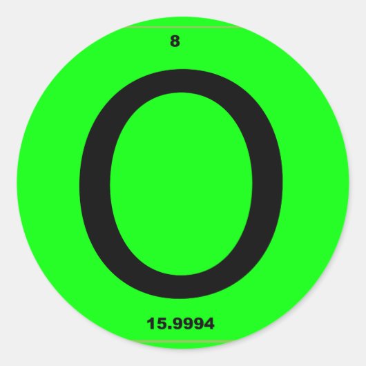 Buchstabe O Periodentabelle Runder Aufkleber (Vorderseite)