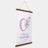 Buchstabe O plus Vorname mit Blumenmuster Wandteppich Mit Holzrahmen (Gewinkelt)