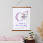 Buchstabe O plus Vorname mit Blumenmuster Wandteppich Mit Holzrahmen (Schlafzimmer)