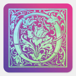 Buchstabe O Vintager erster Buchstabe Quadratischer Aufkleber