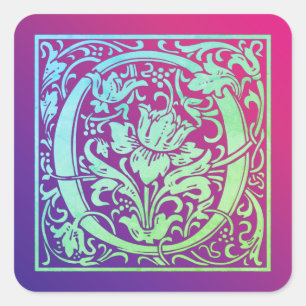 Buchstabe O Vintager erster Buchstabe Quadratischer Aufkleber