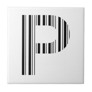 BUCHSTABE P BAR CODE Erstes Anfangsbuchstaben-Barc Fliese