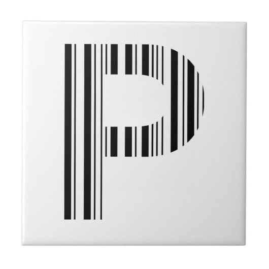 BUCHSTABE P BAR CODE Erstes Anfangsbuchstaben-Barc Fliese (Vorderseite)