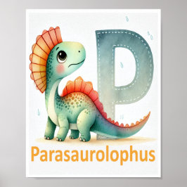 Buchstabe P, Dinosaur Alphabet Wasserfarben-Poster Poster