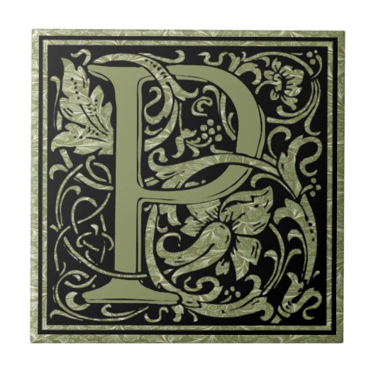 Buchstabe P Erster Buchstabe Monogramm Fliese (Vorderseite)
