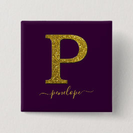 Buchstabe P Glitzer Button