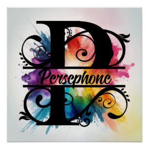 Buchstabe 'P', helle Regenbogenmonogramm, Name der Poster
