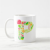 Buchstabe P in Blume Kaffeezubereitung Tasse (Links)