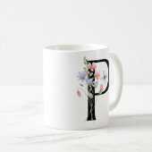 Buchstabe P mit Blumen Kaffeetasse (VorderseiteRechts)
