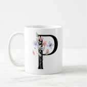 Buchstabe P mit Blumen Kaffeetasse (Links)
