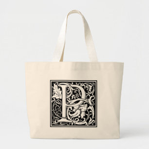 Buchstabe P Mittelalterliche Monogramm-Kunst Art N Jumbo Stoffbeutel