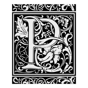 Buchstabe P Mittelalterliche Monogramm-Kunst Art N Poster