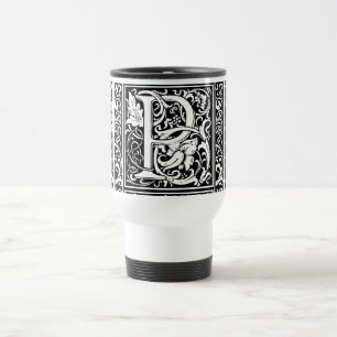 Buchstabe P Mittelalterliche Monogramm-Kunst Art N Reisebecher