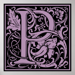Buchstabe P Mittelalterliches Monogramm Vintage In Poster