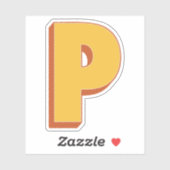 Buchstabe P Monogramm, fette 3D-Schrift Initiale Aufkleber (Blatt)