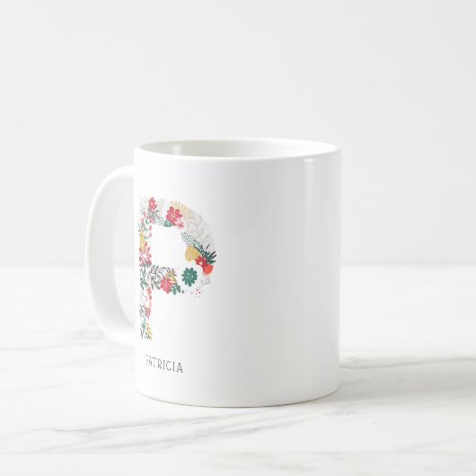 Buchstabe P | Monogramm-I-Tasse für den Blasenbrie Kaffeetasse (Vorderseite Links)