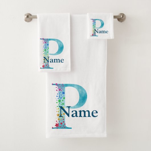 Buchstabe P Monogramm Initial Bad-Geschenkset Badhandtuch Set (Insitu)