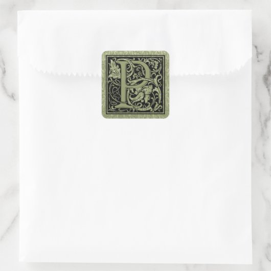 Buchstabe P Monogramm Quadratischer Aufkleber (Tasche)