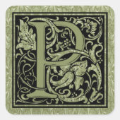 Buchstabe P Monogramm Quadratischer Aufkleber (Vorderseite)