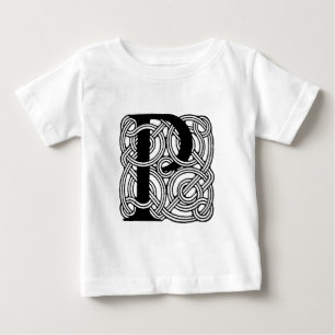 Buchstabe P Monogramm Vintage-Keltischer Knoten Dr Baby T-shirt