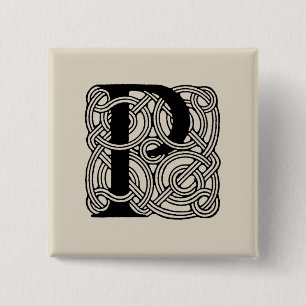 Buchstabe P Monogramm Vintage-Keltischer Knoten Dr Button