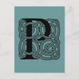Buchstabe P Monogramm Vintage-Keltischer Knoten Dr Postkarte