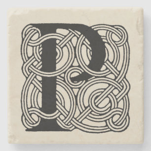 Buchstabe P Monogramm Vintage-Keltischer Knoten Dr Steinuntersetzer
