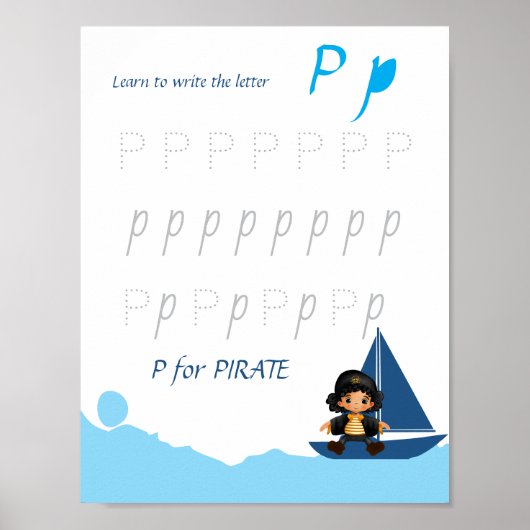 Buchstabe P Nachspurposter für Kinder Poster (Vorne)