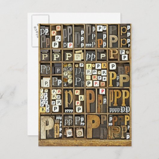 Buchstabe P Postkarte (Vorne/Hinten)