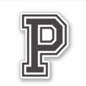 Buchstabe P Schriftart der sportlichen Uni Aufkleber (Vorderseite)