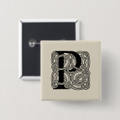 Buchstabe P Vintage Knotentonografie Button (Vorne & Hinten)